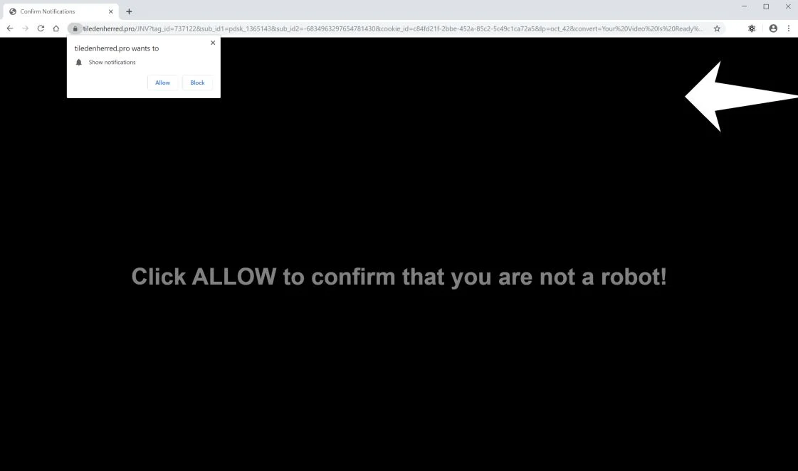 How to remove Tiledenherred.pro pop-up ads (Virus Removal Guide) 1 Image: Chrome browser is redirected to Tiledenherred.pro