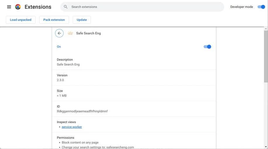 Image: Safe Search Eng Chrome Extension