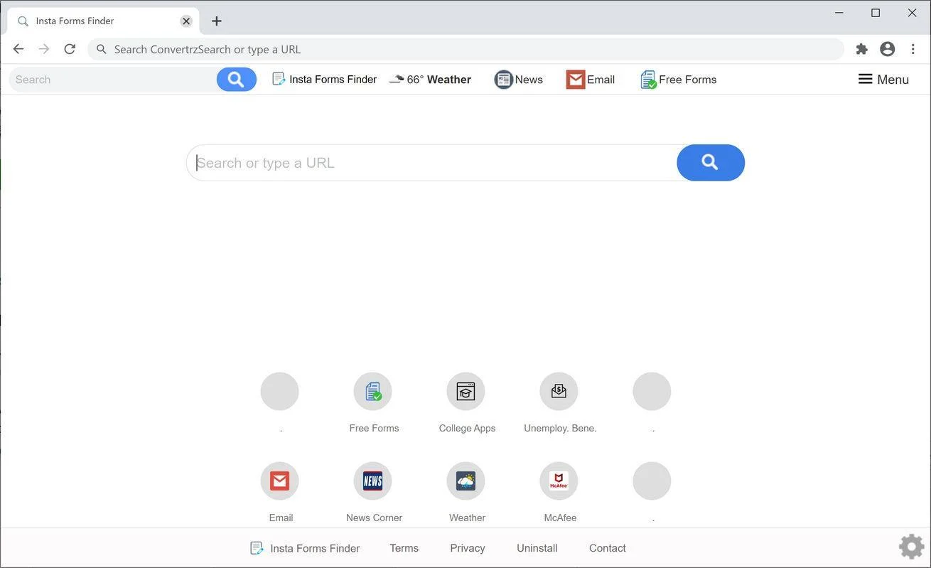 Image: Chrome browser is redirected to Insta Forms Finder