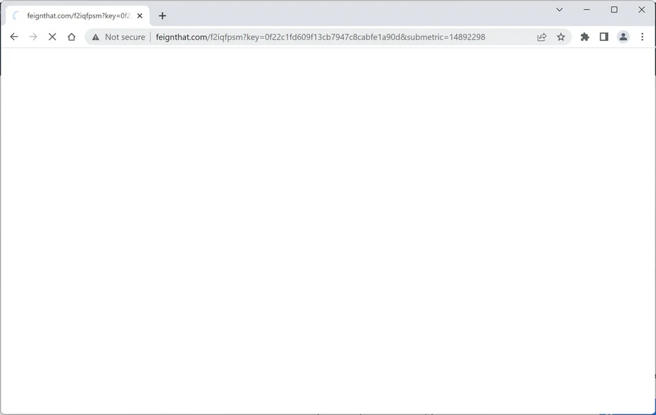 Image: Chrome browser is redirected to Feignthat.com