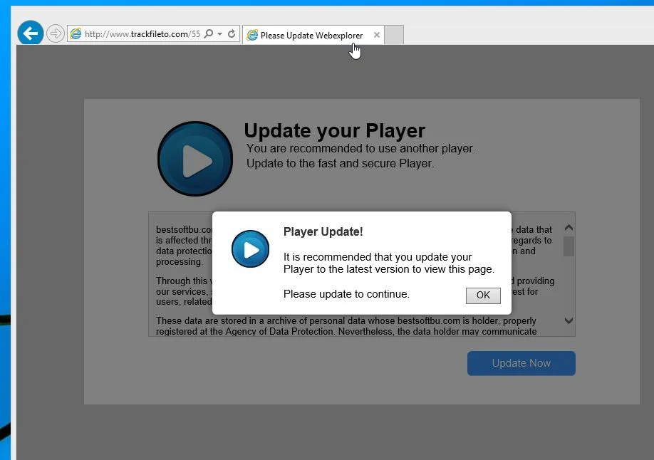 Please Update Webexplorer Virus