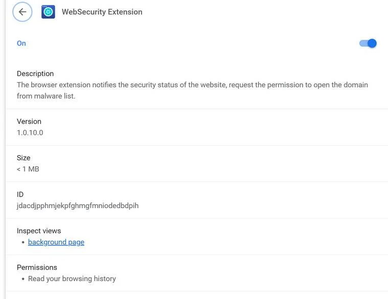 Image: WebSecurity Extension Chrome Extension