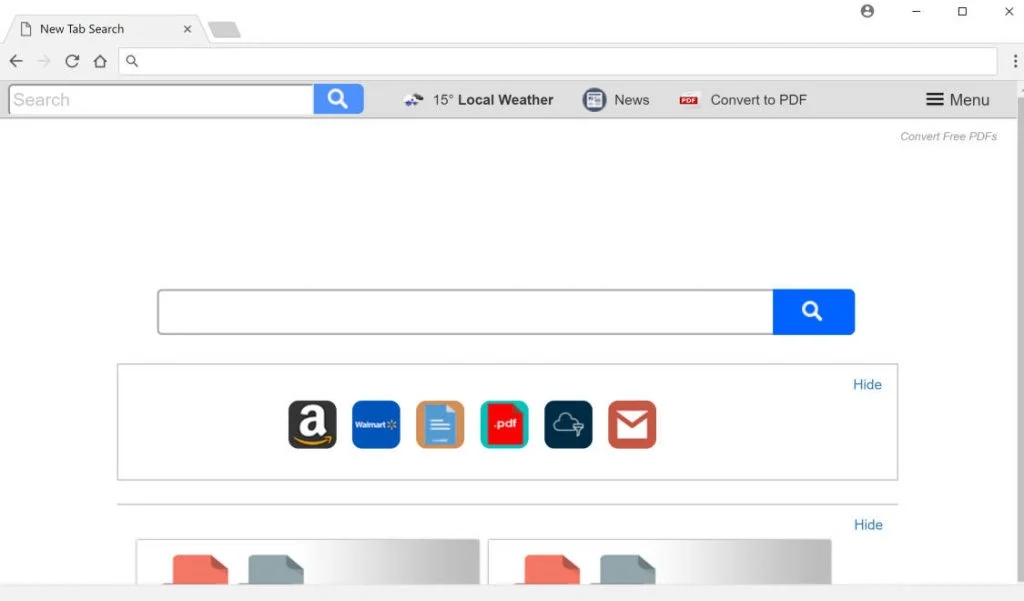 Convert Free PDFs New Tab redirect