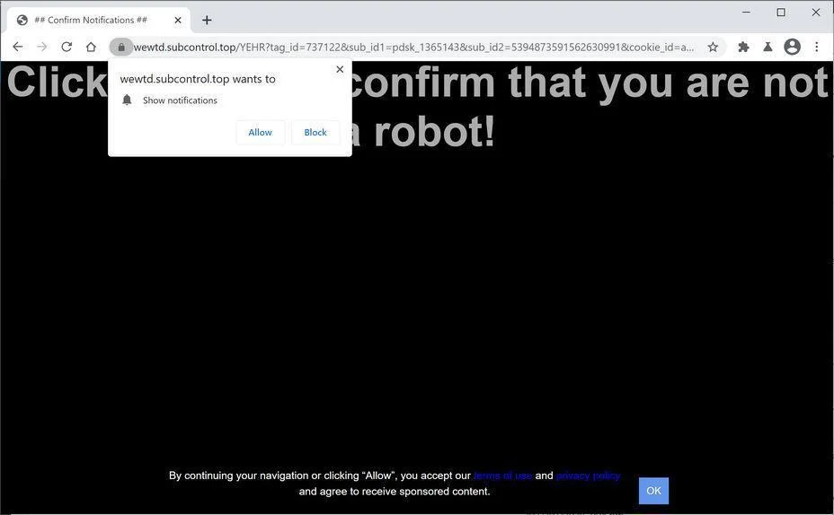 Remove Subcontrol.top pop-up ads (Virus Removal Guide) 1 Image: Chrome browser is redirected to Subcontrol.top