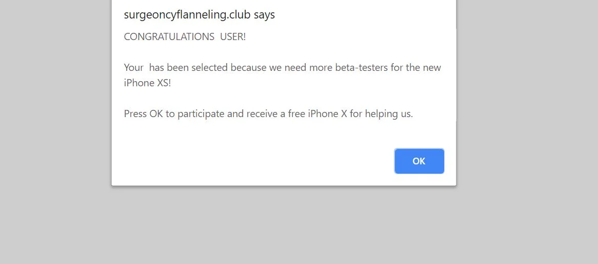surgeoncyflanneling.club pop-up scam