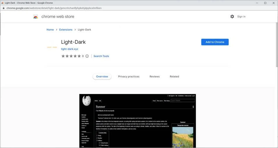 Remove Light-Dark Browser Extension (Virus Removal Guide) 1 Image: Light-Dark Chrome extension