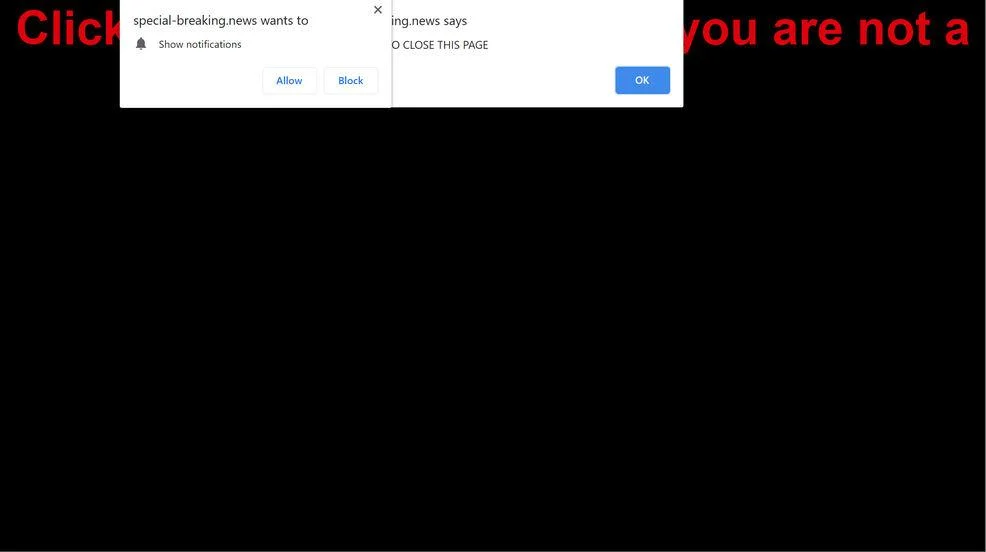 Image: Chrome browser is redirected to Special-breaking.news
