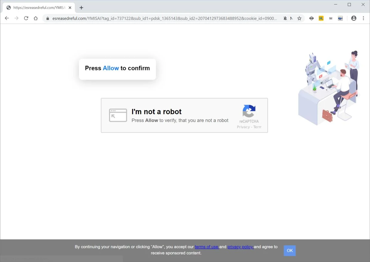 How to remove Esreasedreful.com pop-up ads (Virus Removal Guide) 1 Image: Chrome browser is redirected to Esreasedreful.com