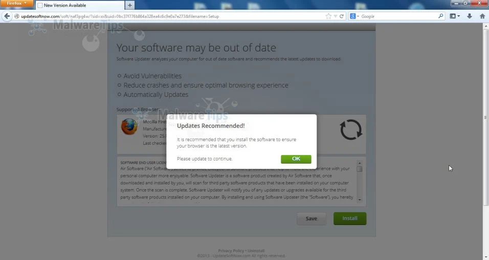[Image:Updatesoftnow.com virus]