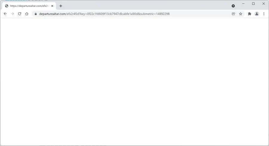 Image: Chrome browser is redirected to Departurealtar.com