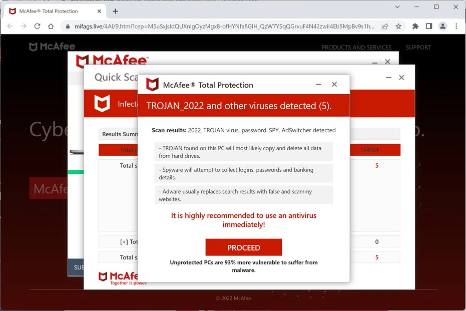 Image: Chrome browser is redirected to Mifags.live