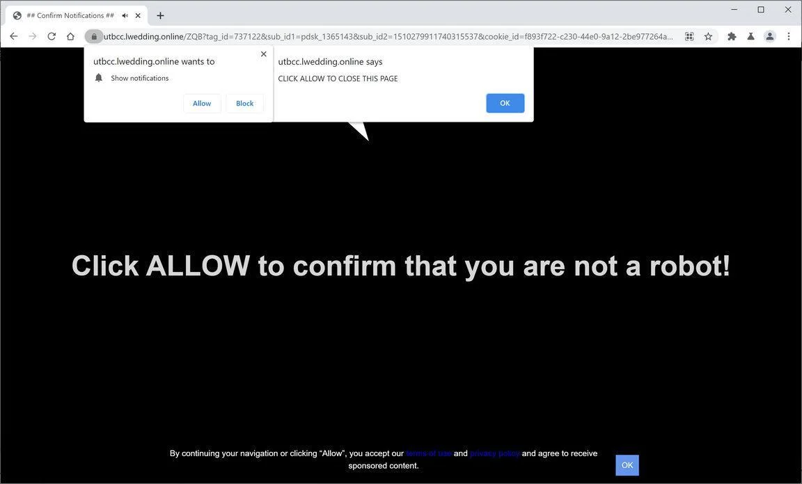 Remove Lwedding.online pop-up ads (Virus Removal Guide) 1 Image: Chrome browser is redirected to Lwedding.online