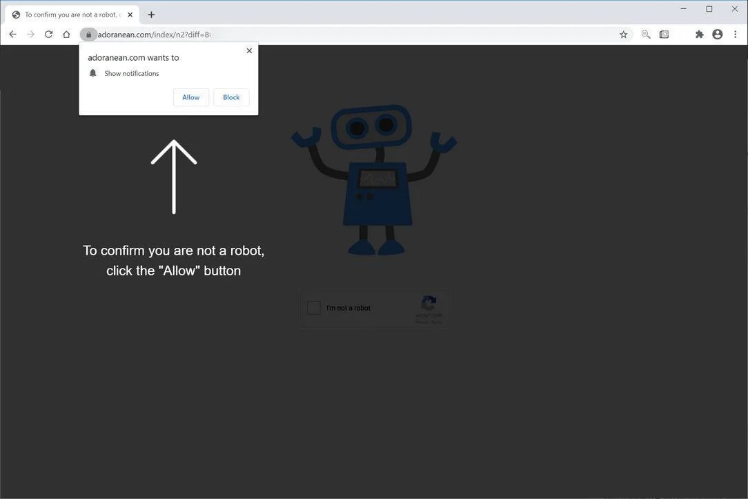 Remove Adoranean.com pop-up ads (Virus Removal Guide) 1 Image: Chrome browser is redirected to Adoranean.com