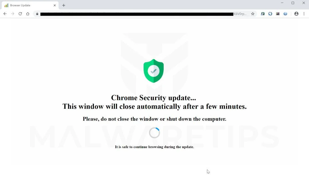 Chrome Security update CPU Trojan Scam Virus