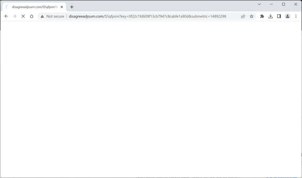 Image: Chrome browser is redirected to the Disagreeadjourn.com site