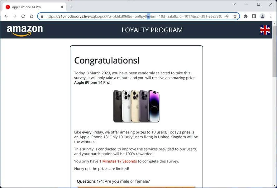 Image: Nodboorye.live Survey Scam