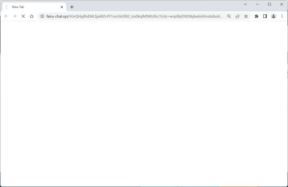 Image: Chrome browser is redirected to Fairu-chat.xyz