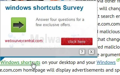 [Image: WebSurveyCentral.com pop-up ads]