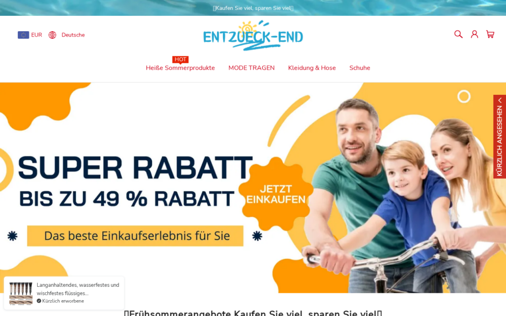 Entzueck-end.de EXPOSED - Shopping Scam or Legit? Key Findings 1 Entzueck-end.de scam
