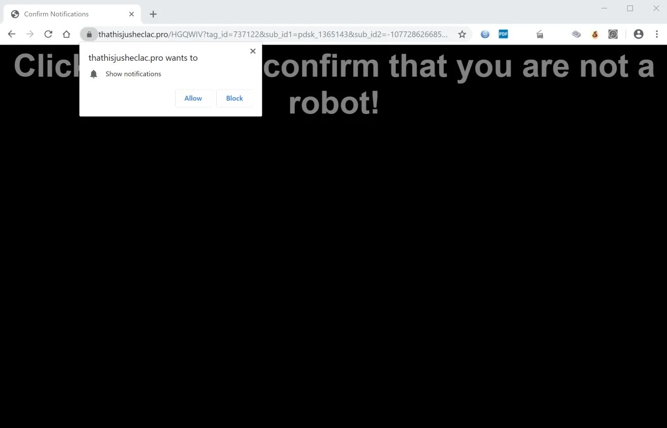 How to remove Thathisjusheclac.pro pop-up ads (Virus Removal Guide) 1 Image: Chrome browser is redirected to Thathisjusheclac.pro