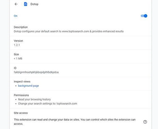 Image: Chrome browser is redirected to Dotop