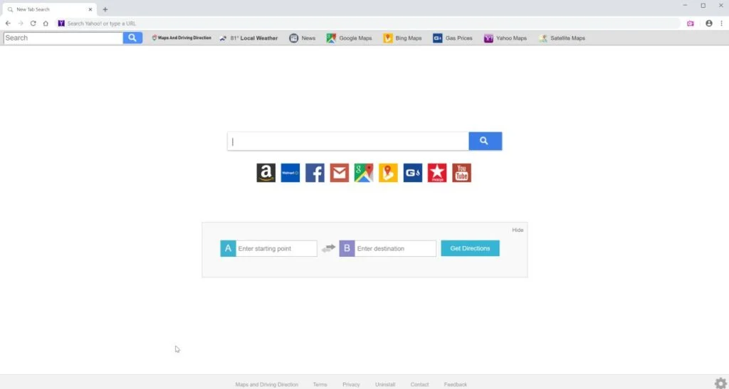 Maps and Driving Direction New Tab Search Virus