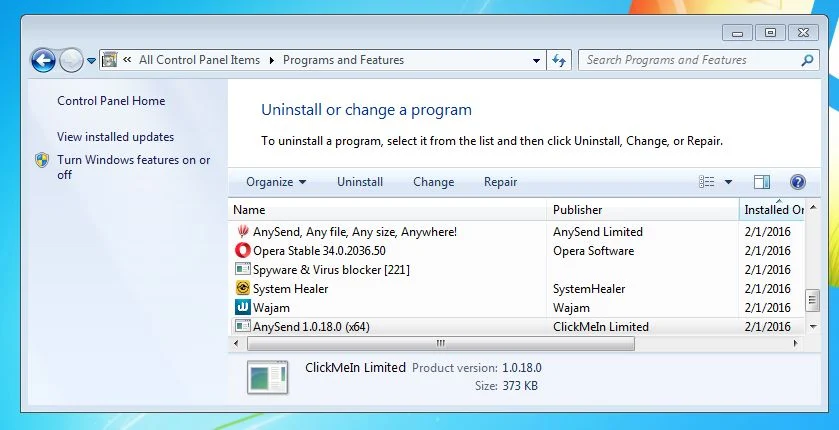 Uninstall AnySend AnySend Removal
