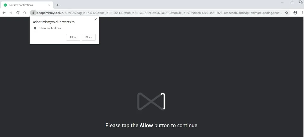 adoptimismyto.club pop-up scam