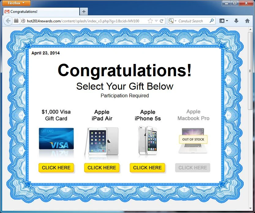 Hot2014Rewards.com popup ads Hot2014Rewards.com popup virus