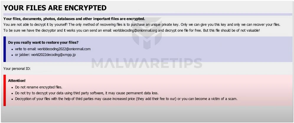 Image: WorldDecoding ransomware