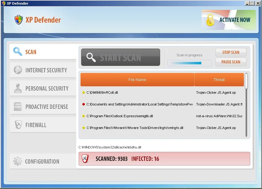 [Image: XP Defender virus]