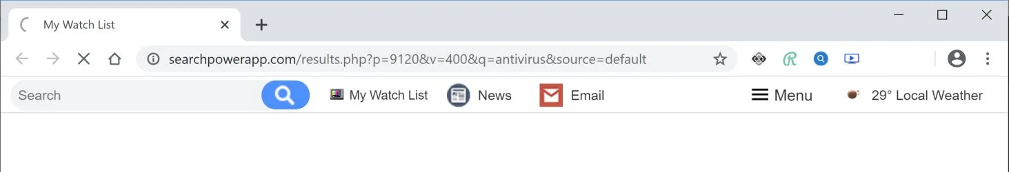 How to remove Searchpowerapp.com redirect (Virus Removal Guide) 1 Image: Chrome browser is redirected to Searchpowerapp.com
