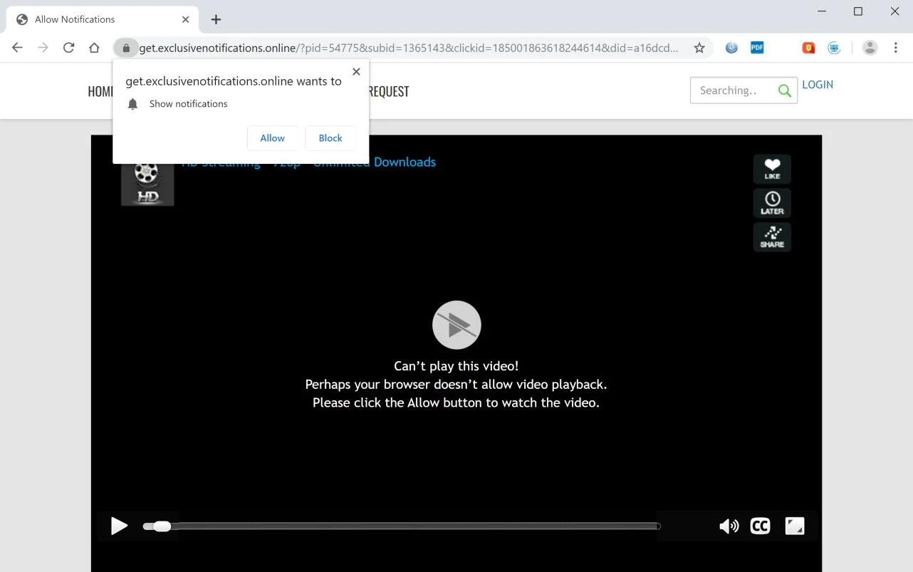 Remove Get.exclusivenotifications.online pop-up ads (Virus Removal Guide) 1 Image: Chrome browser is redirected to Get.exclusivenotifications.online