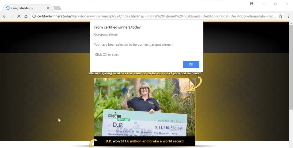 certifiedwinners.today redirect virus