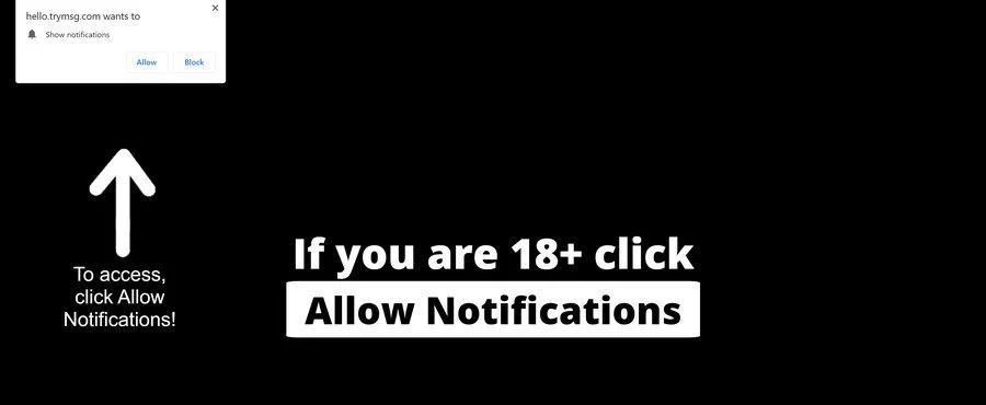 Image: Chrome browser is redirected to Trymsg.com