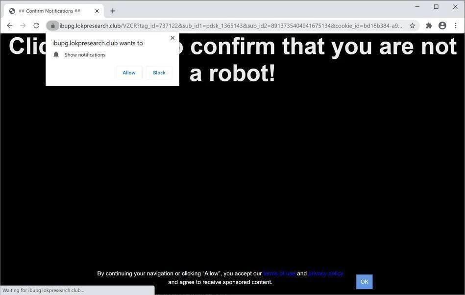 Remove Lokpresearch.club pop-up ads (Virus Removal Guide) 1 Image: Chrome browser is redirected to Lokpresearch.club