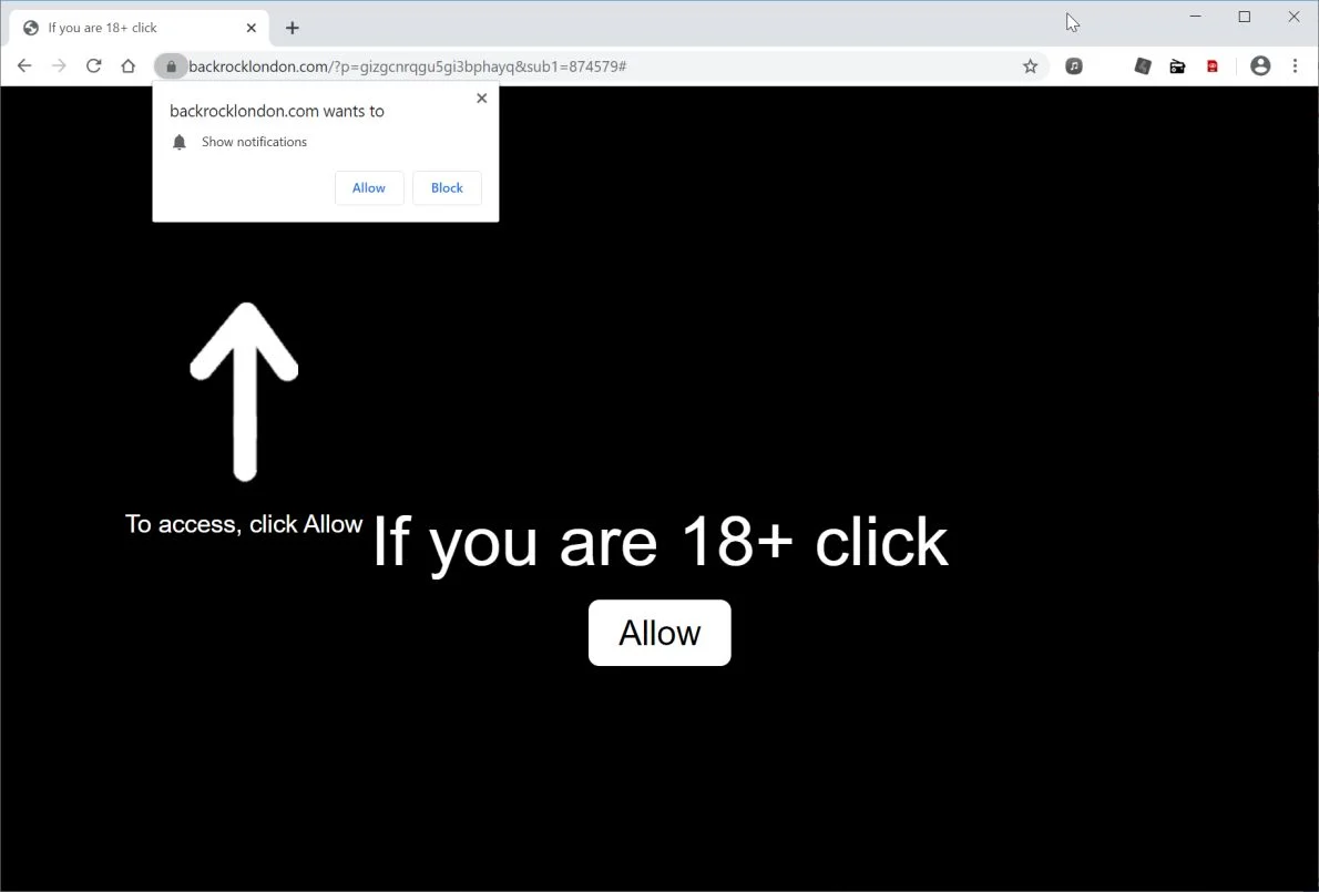 How to remove Backrocklondon.com pop-up ads (Virus Removal Guide) 1 Image: Chrome browser is redirected to Backrocklondon.com