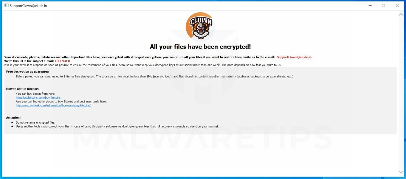 Image: Clown ransomware