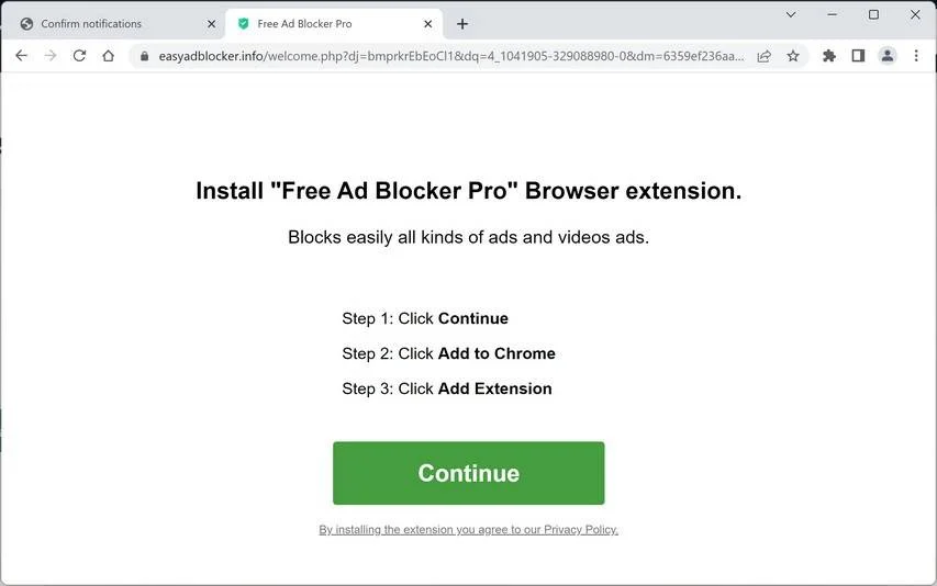 Remove Easyadblocker.info Ads (Virus Removal Guide) 1 Image: Easyadblocker.info browser redirect