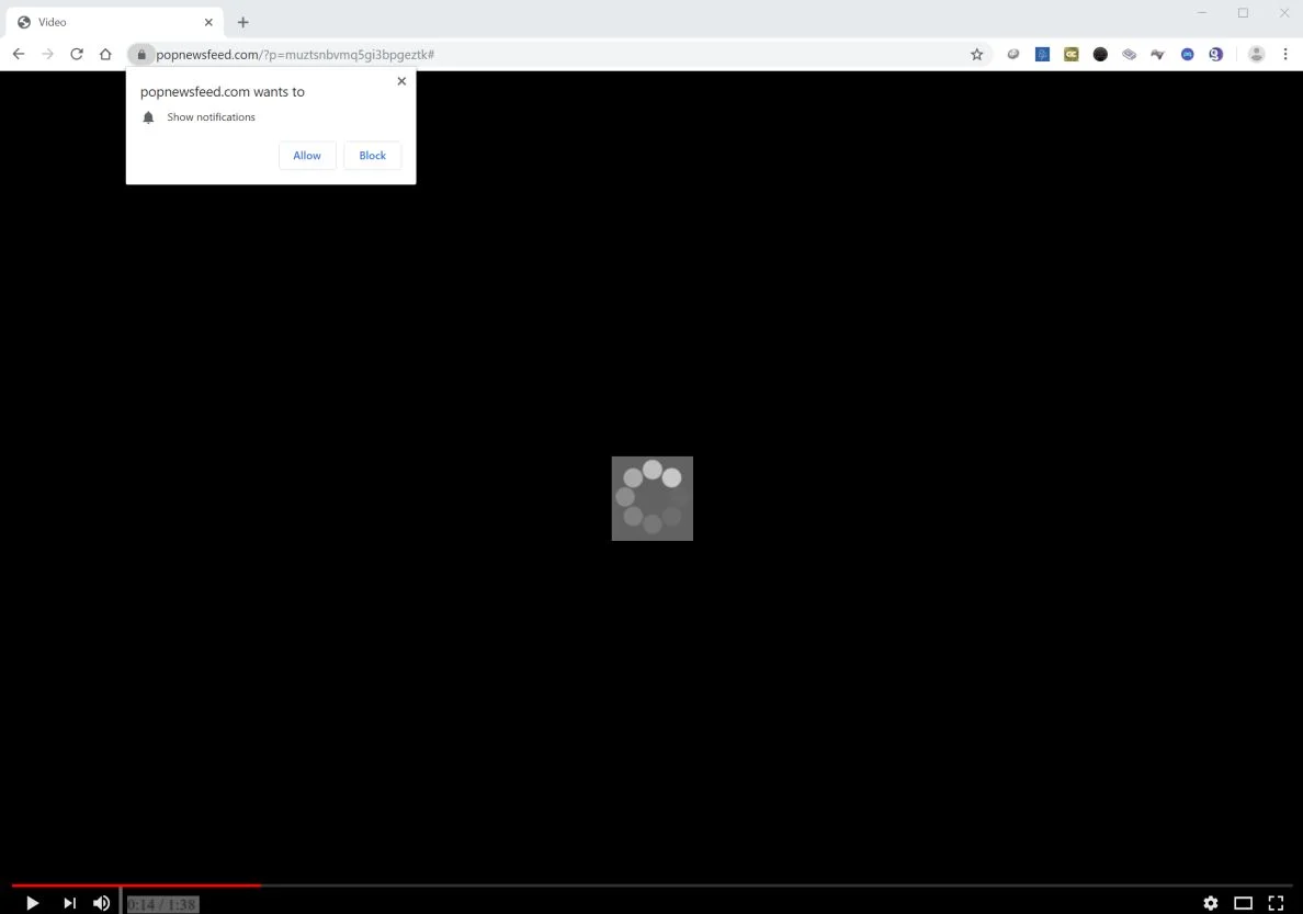 Image: Chrome browser is redirected to Popnewsfeed.com