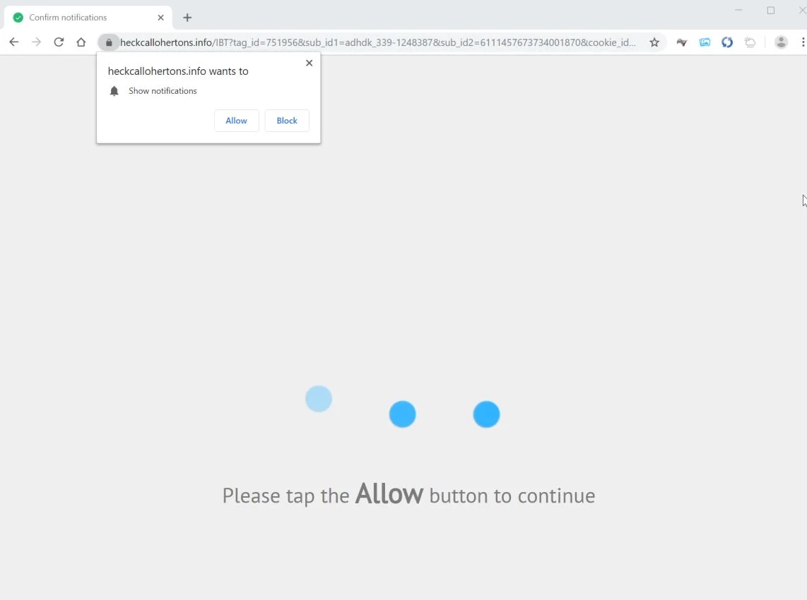 Image: Chrome browser is redirected to Heckcallohertons.info