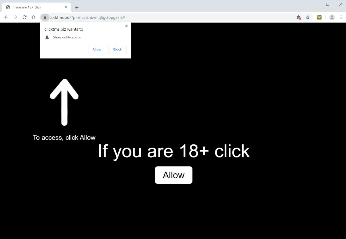 How to remove Clicktms.biz pop-up ads (Virus Removal Guide) 1 Image: Chrome browser is redirected to Clicktms.biz