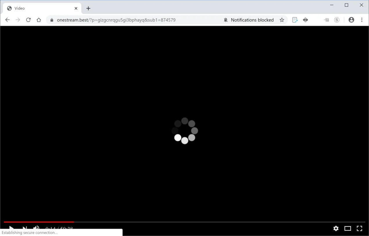 Image: Chrome browser is redirected to Onestream.best