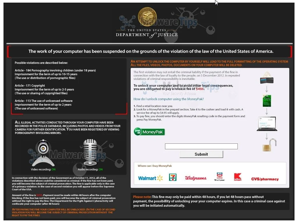 [Image: Department of Justice virus]
