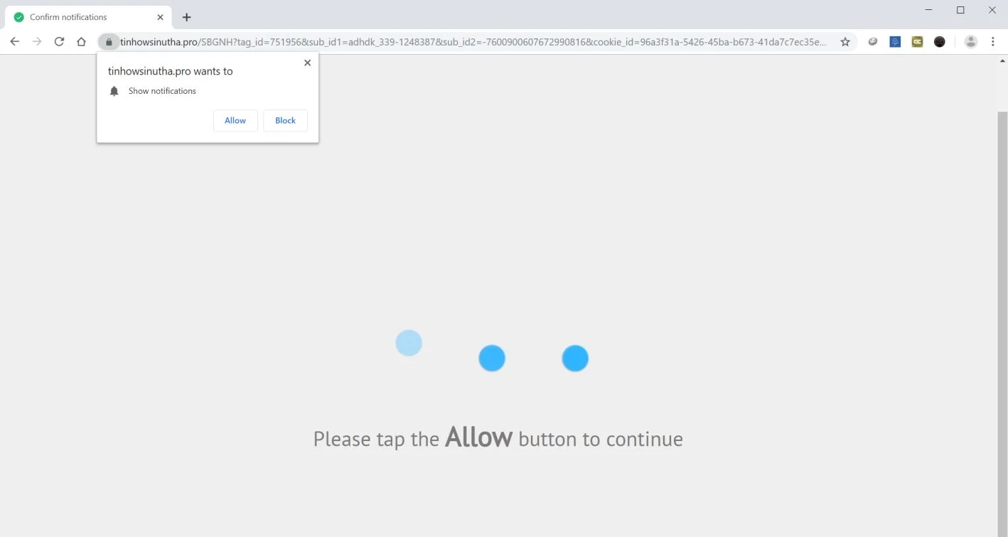 How to remove Tinhowsinutha.pro pop-up ads (Virus Removal Guide) 1 Image: Chrome browser is redirected to tinhowsinutha.pro