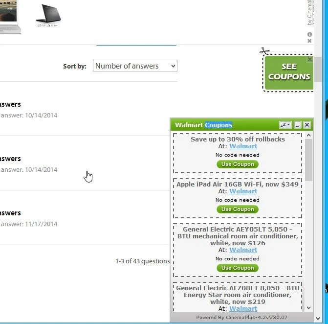 Walmart Coupons pop-up virus
