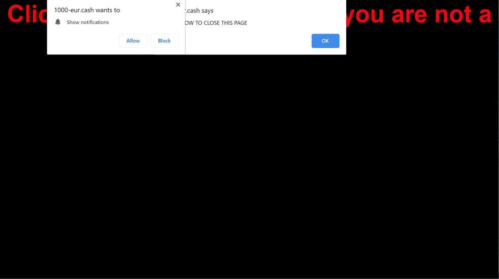 Remove 1000-eur.cash pop-up ads (Virus Removal Guide) 1 Image: Chrome browser is redirected to 1000-eur.cash