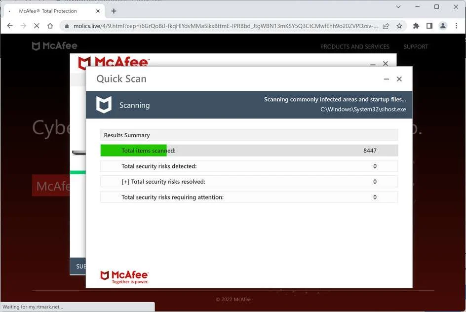 Image: Chrome browser is redirected to Molics.live