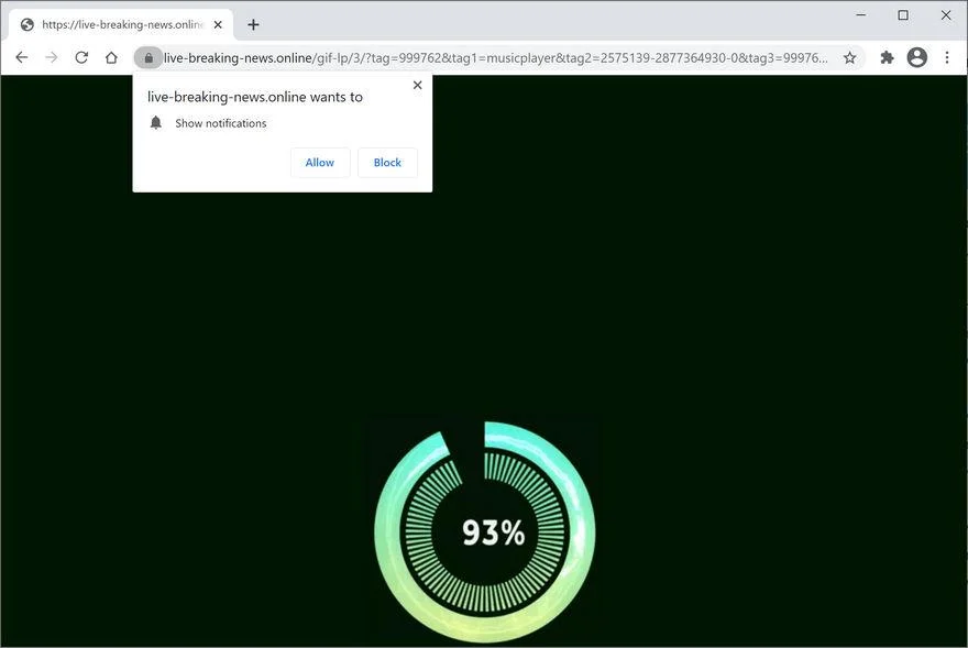 Remove Live-breaking-news.online ads (Virus Removal Guide) 1 Image: Chrome browser is redirected to Live-breaking-news.online