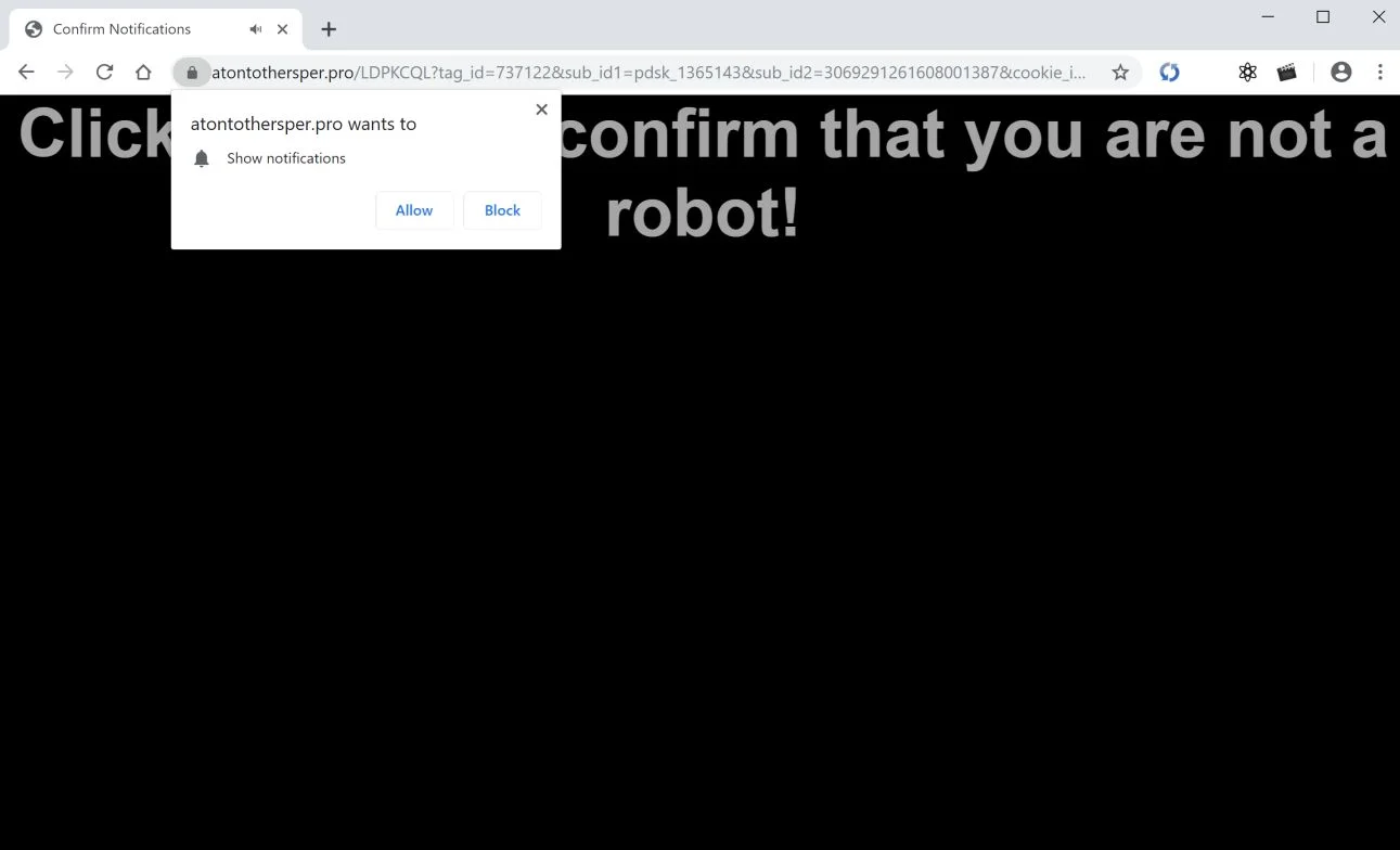 How to remove Atontothersper.pro pop-up ads (Virus Removal Guide) 1 Image: Chrome browser is redirected to Atontothersper.pro